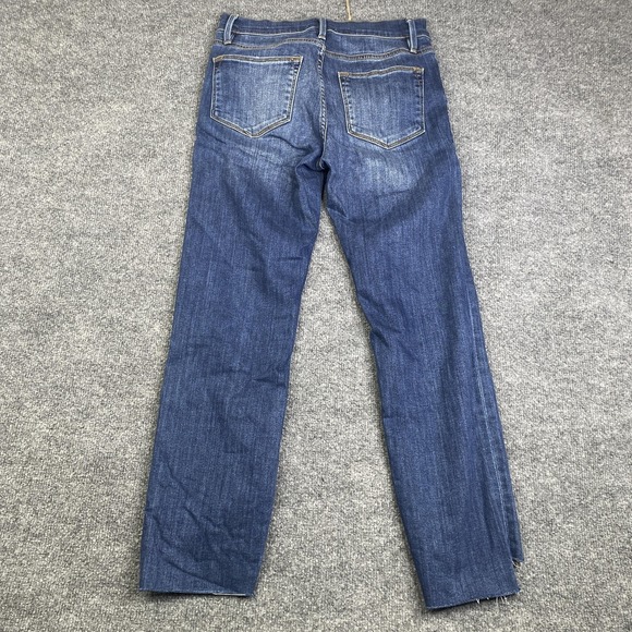 FRAME Le High Straight Jeans Womens 28 Blue Medium Wash Raw Hem Stretch Denim - Picture 11 of 11